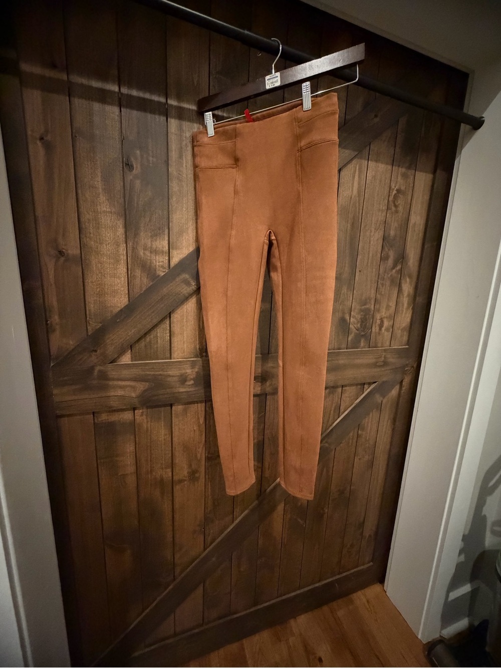 SPANX Faux-Suede High-Rise Leggings in Camel